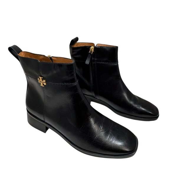 Tory Burch Everly Flat Boot, Perfect Black w gold logo , 9 1/2 NEW - Picture 3 of 6